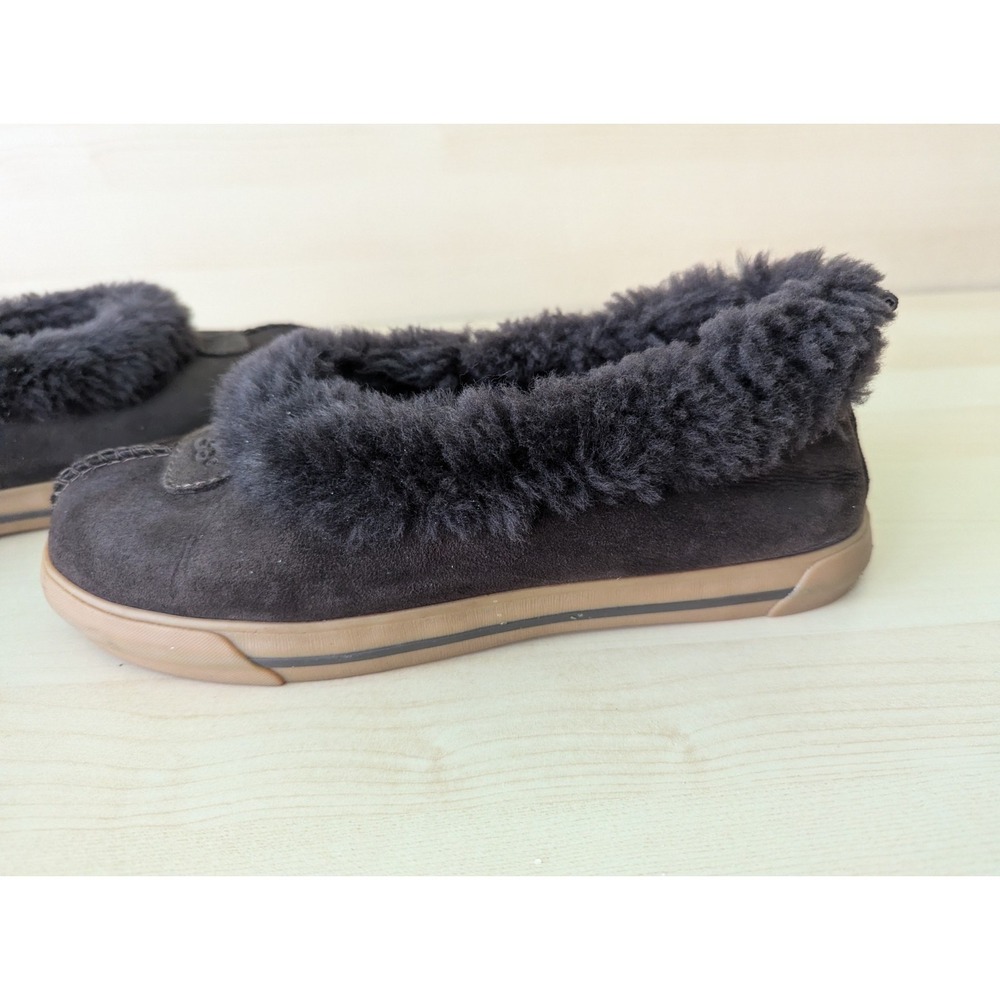 UGG Rylan Brown Skimmer Moccasin Slippers Fuzzy Hard Bottom - Picture 7 of 11